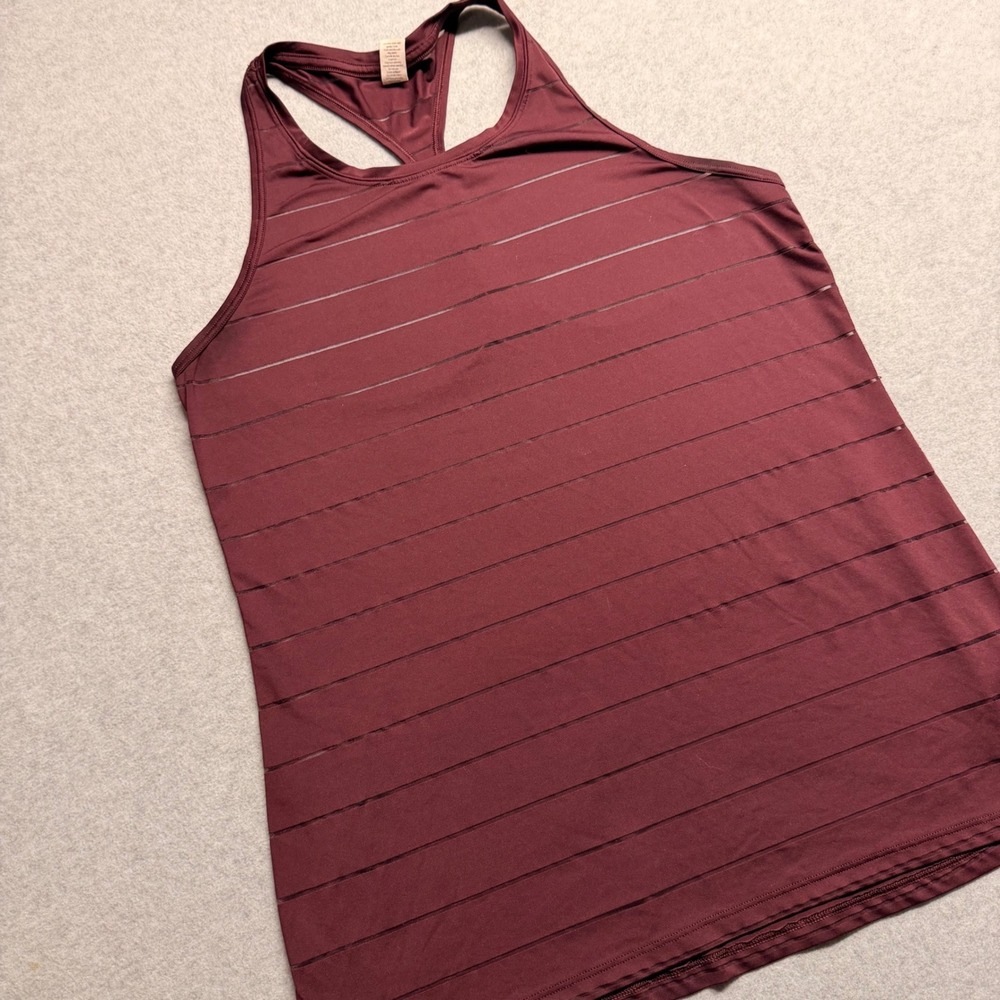 Athleta Burgundy Mesh Stripe Racerback Tank Top Medium Maroon Activewear - Picture 2 of 11